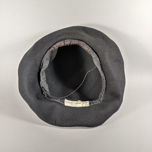 VINTAGE 1990's Leopard & Black Wool Hat Blossom - Picture 5 of 6